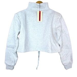 Light Gray Cropped Funnel Neck Sweatshirt - Atoir